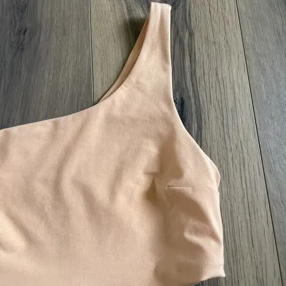 PLAYGROUND ACTIVE Tank Sports Bra Size Large Orange One Shoulder Cali Crop Top - Picture 2 of 7